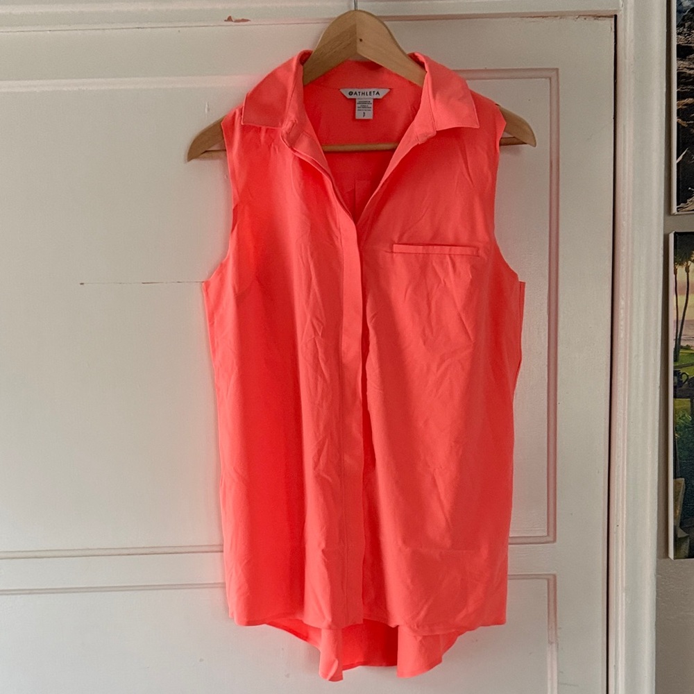 Athleta Vibrant Coral Sleeveless Tunic Blouse